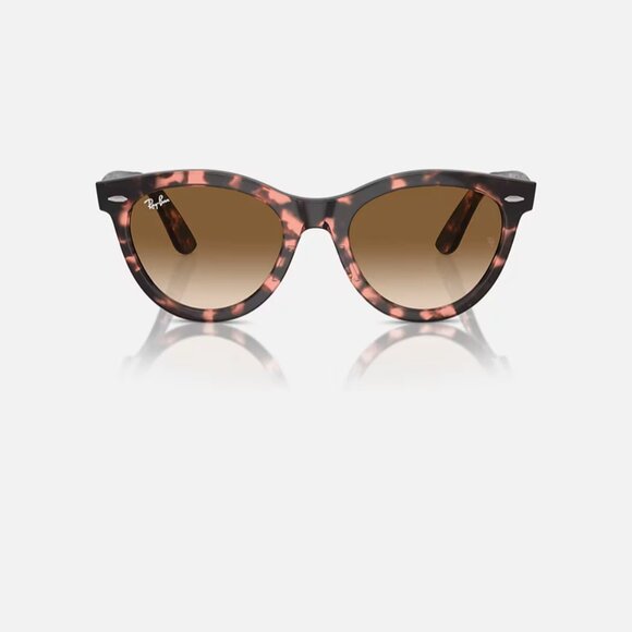 Ray Ban Women's Wayfarer Polished Pink Havana: Oversized Cat Eye Sunglasses - Picture 2 of 8